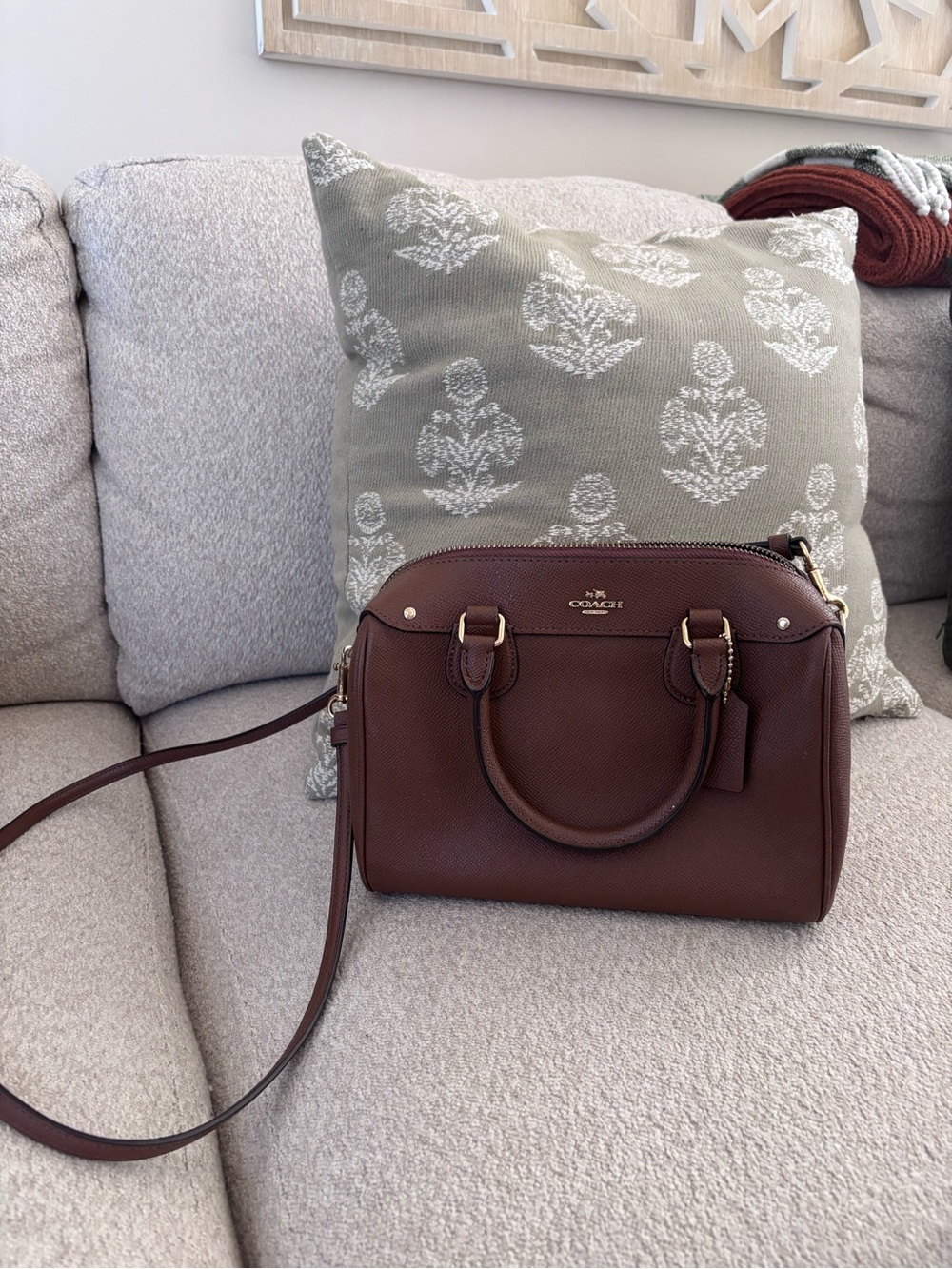 Coach Brown Leather Mini Satchel with Gold-Tone Hardware